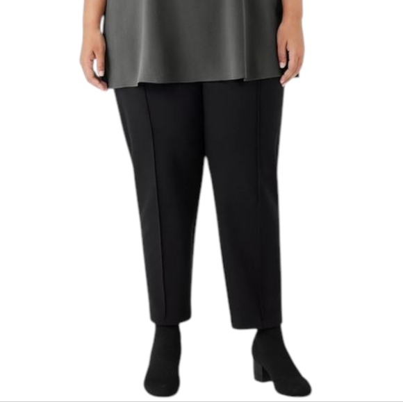 Eileen Fisher High Waist Slim Crop Black Washable Stretch Crepe Pant Women's XL - Picture 1 of 15